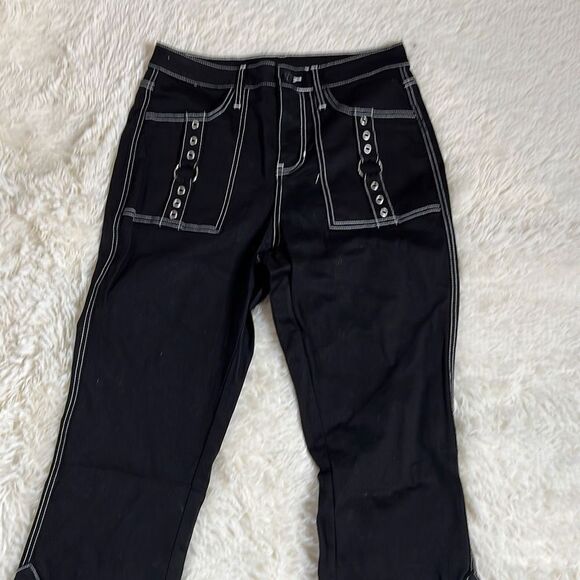 Hot Topic Denim high rise carpenter lace up wide leg pants Size Large - Picture 2 of 6